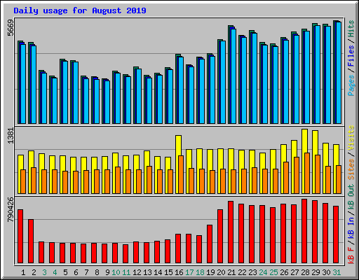 Daily usage for August 2019