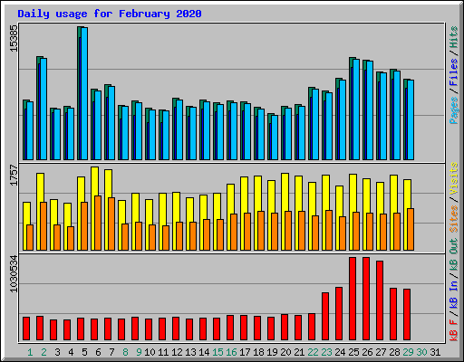 Daily usage for February 2020