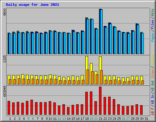Daily usage for June 2021