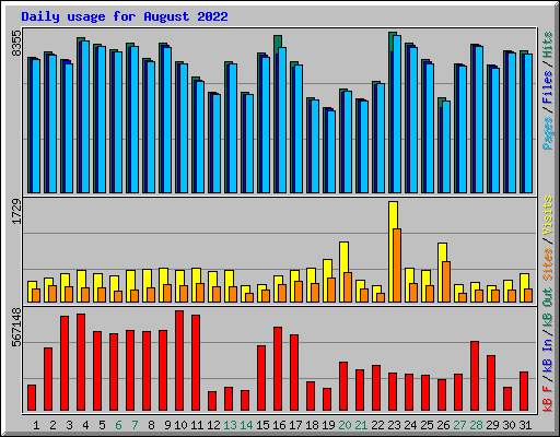 Daily usage for August 2022