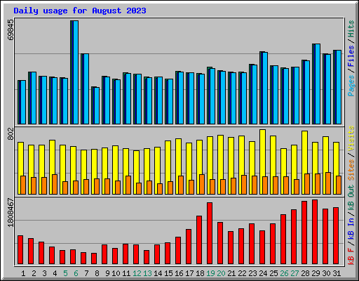 Daily usage for August 2023