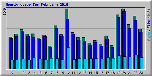 Hourly usage for February 2016