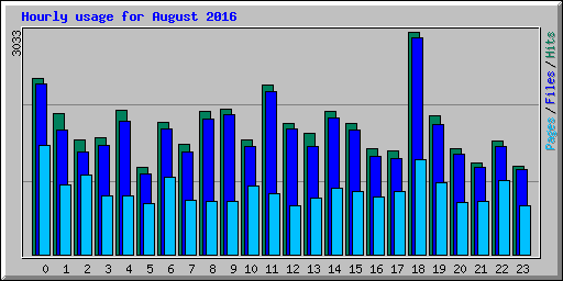 Hourly usage for August 2016