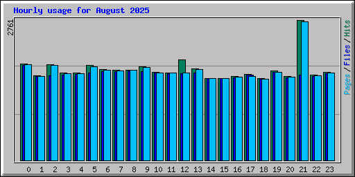 Hourly usage for August 2025